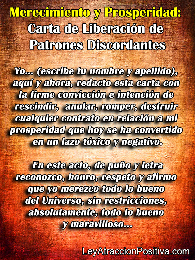 Merecimiento y Prosperidad: Carta de Liberación de Patrones Discordantes