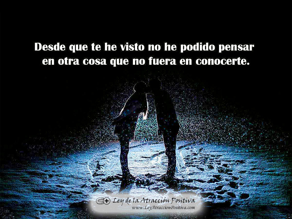 Desde que te he visto no he podido pensar en otra cosa que no sea en conocerte.
