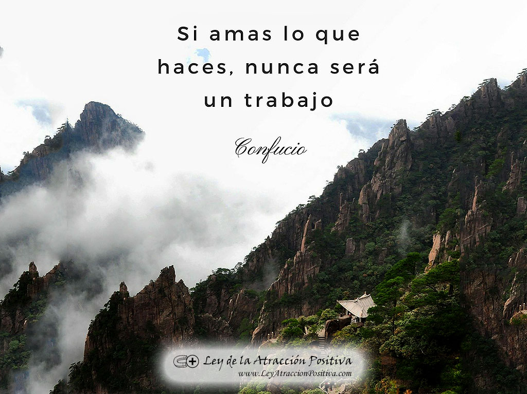 Si amas lo que haces, nunca será un trabajo. Confucio.