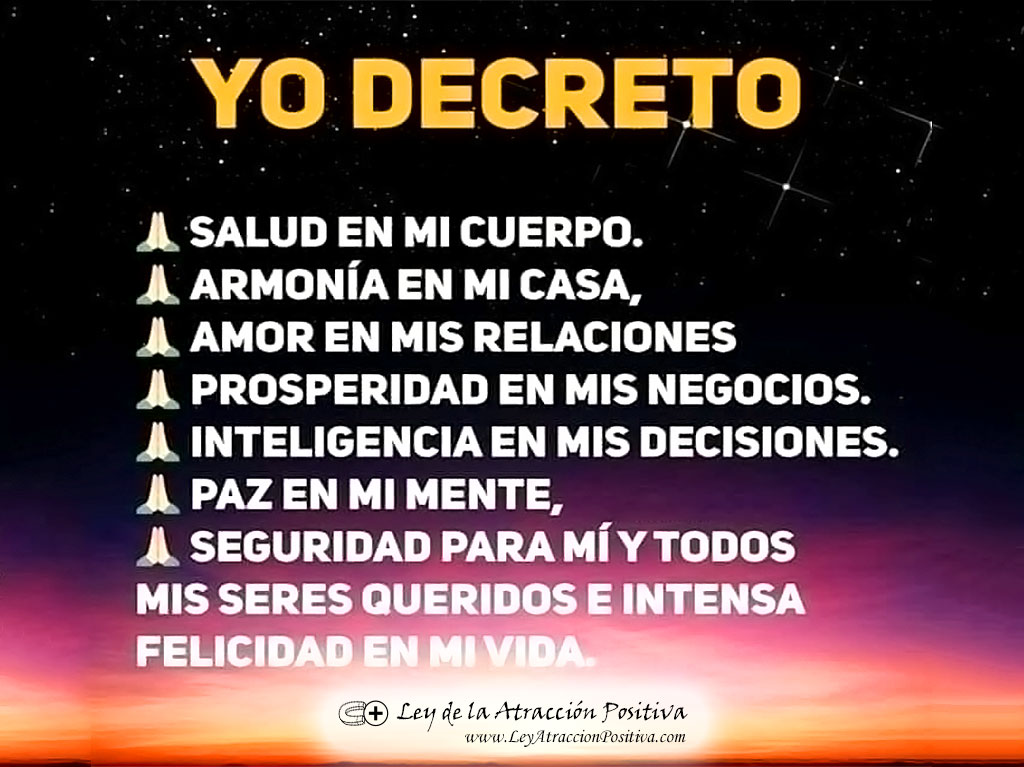 Decretos y Afirmaciones Positivas Diarias